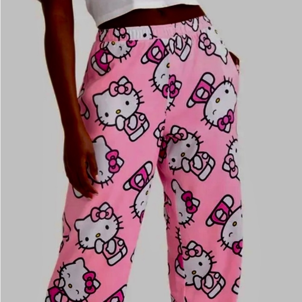 Hello Kitty Pink and White Pajama Pants